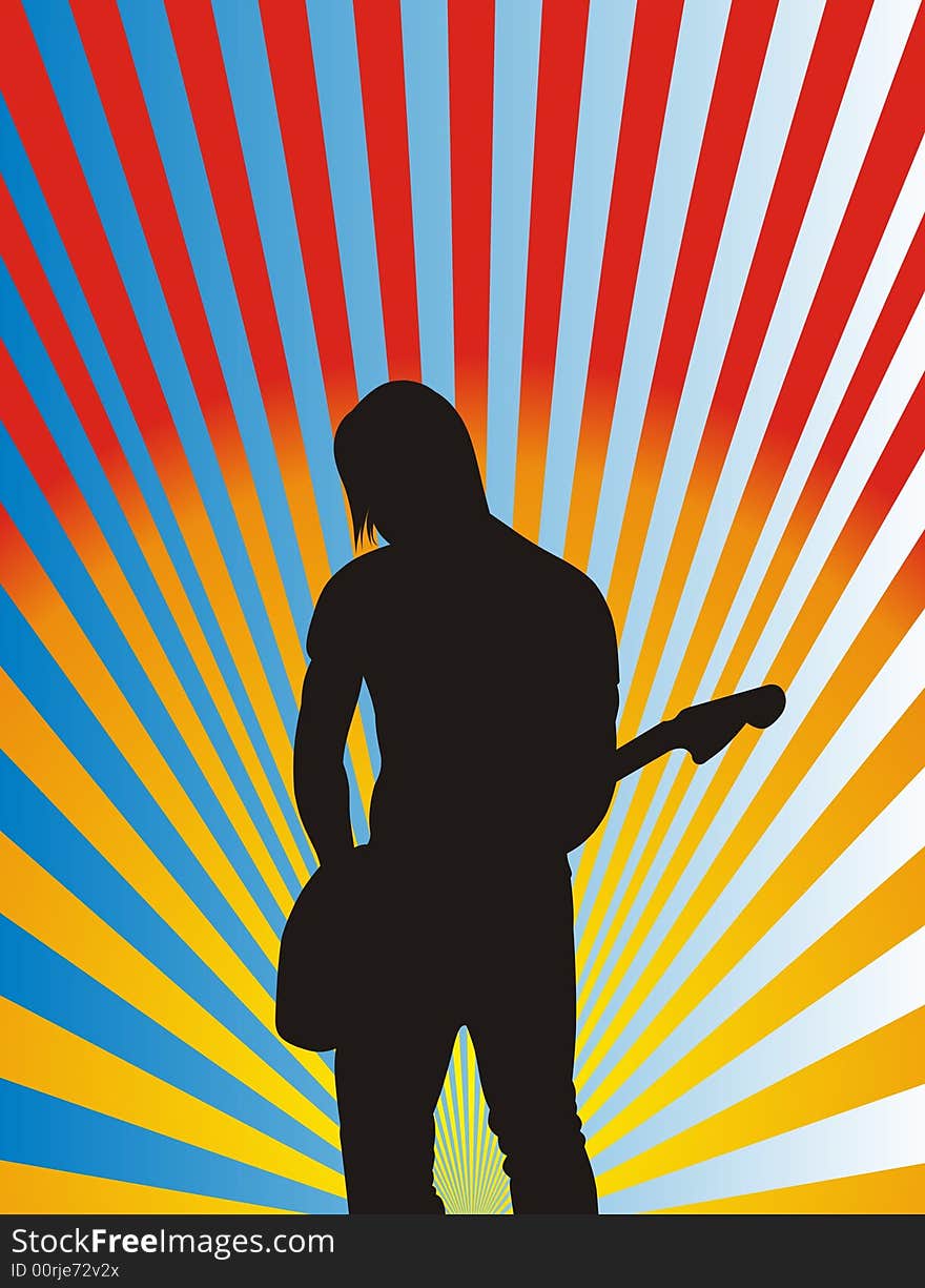 Music - guitar boy -  illustration. Music - guitar boy -  illustration