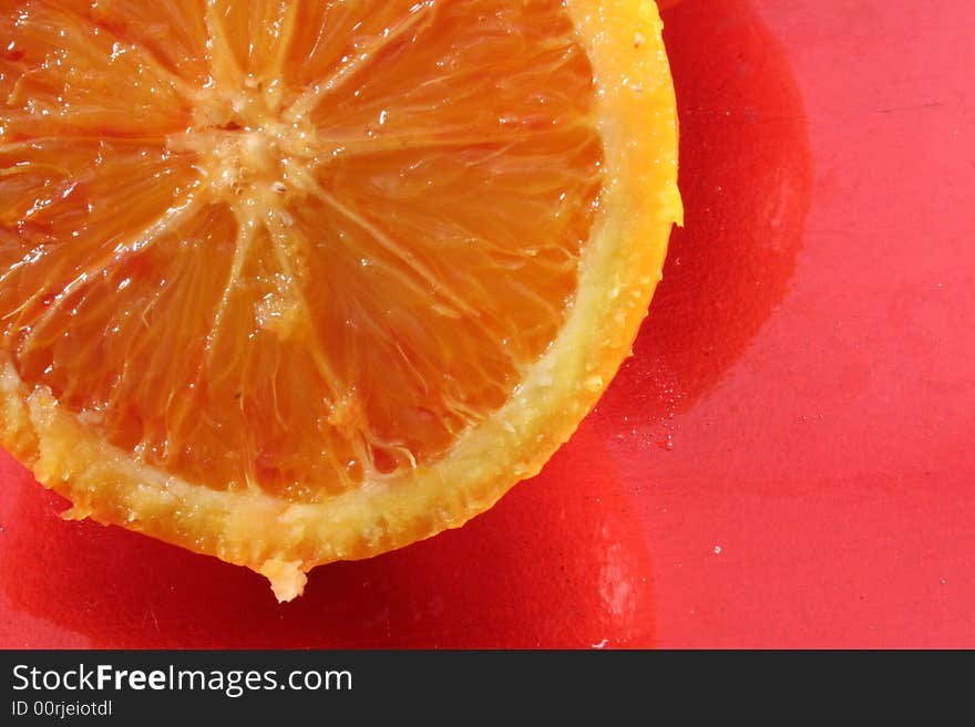 A detail of a red orange