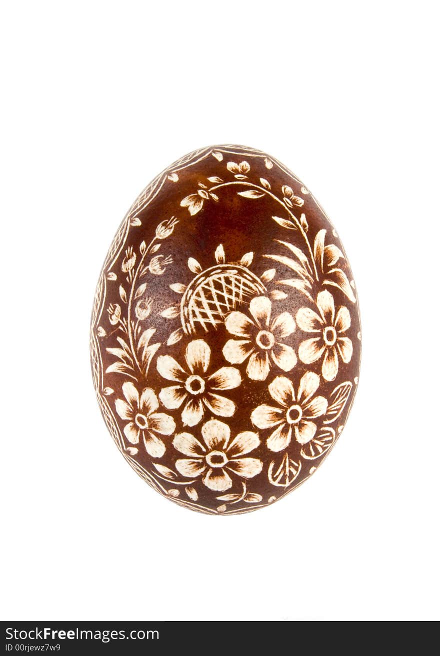 Hand painted easter egg on white background