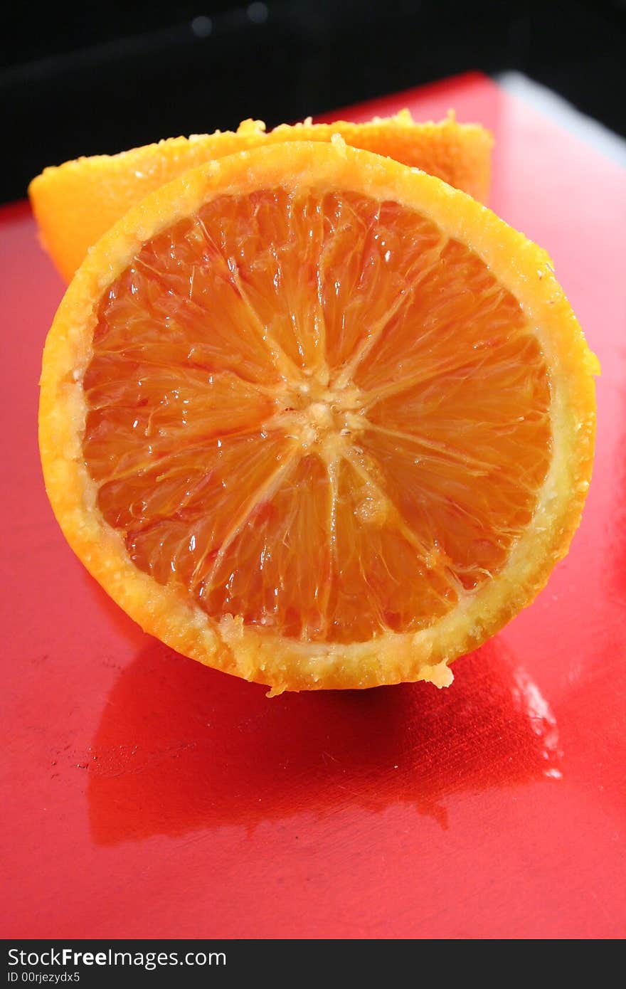 A detail of a red orange