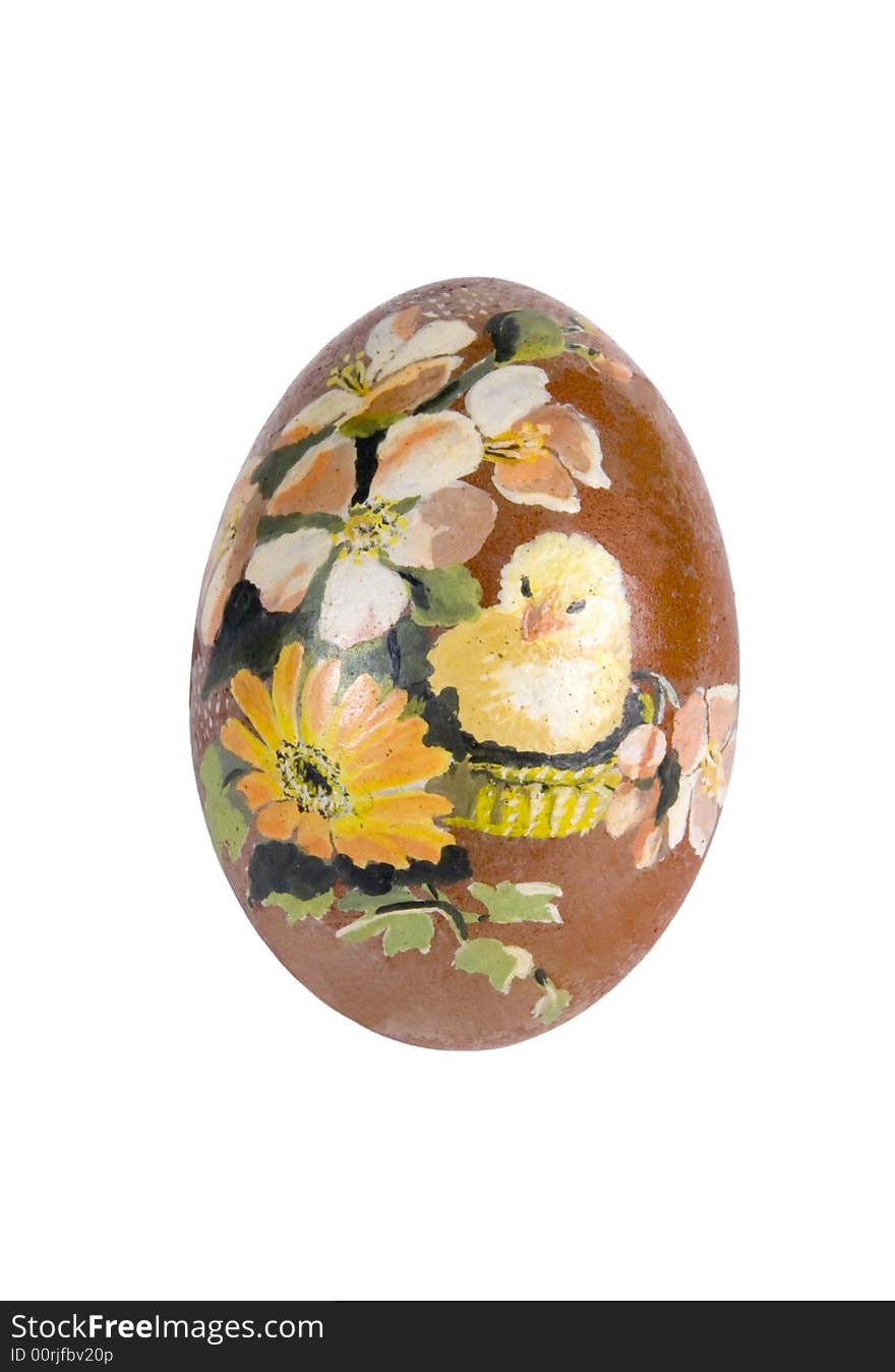 Hand painted easter egg on white background