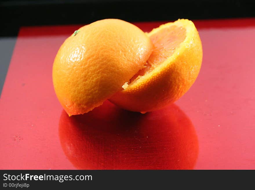 A detail of a red orange