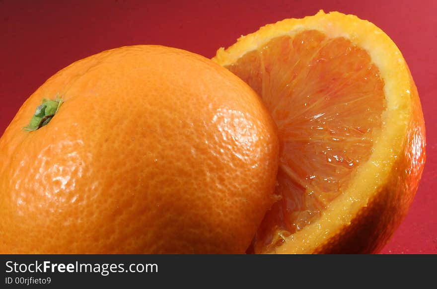 A detail of a red orange