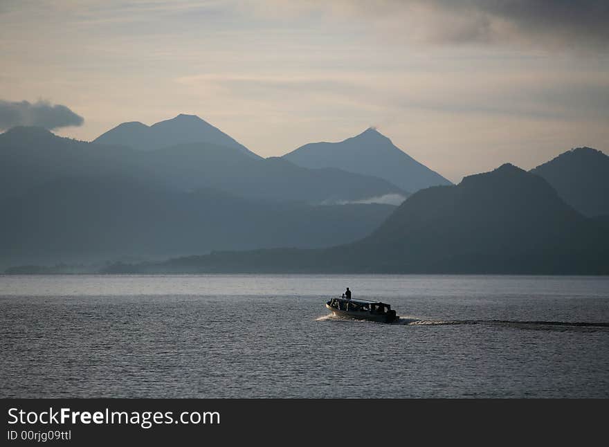 Motor boat on the lake