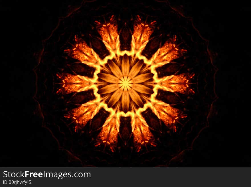 Abstract burning pattern on the black background. Abstract burning pattern on the black background