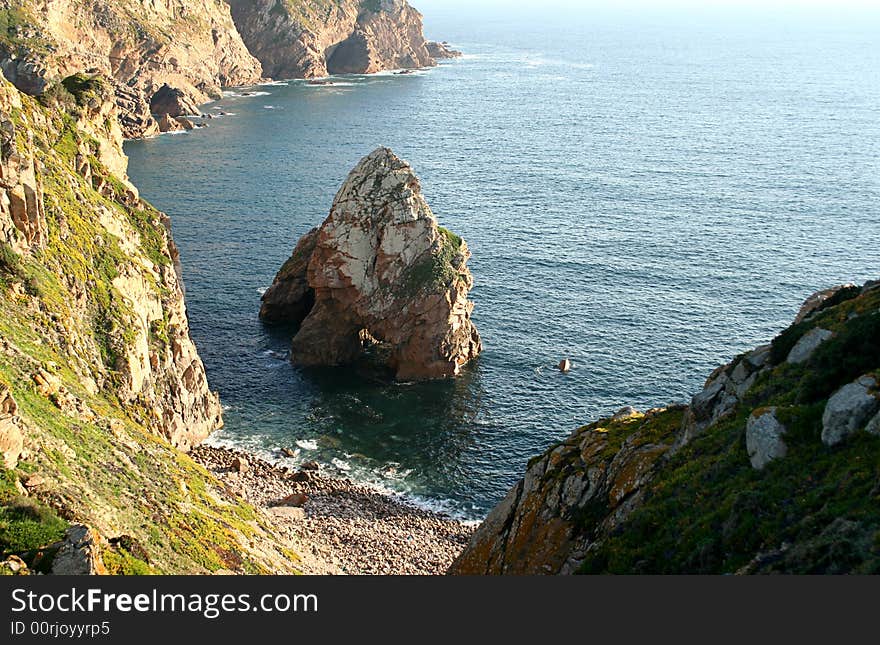 Coastline from portugal in cape roca, the most western point of europe