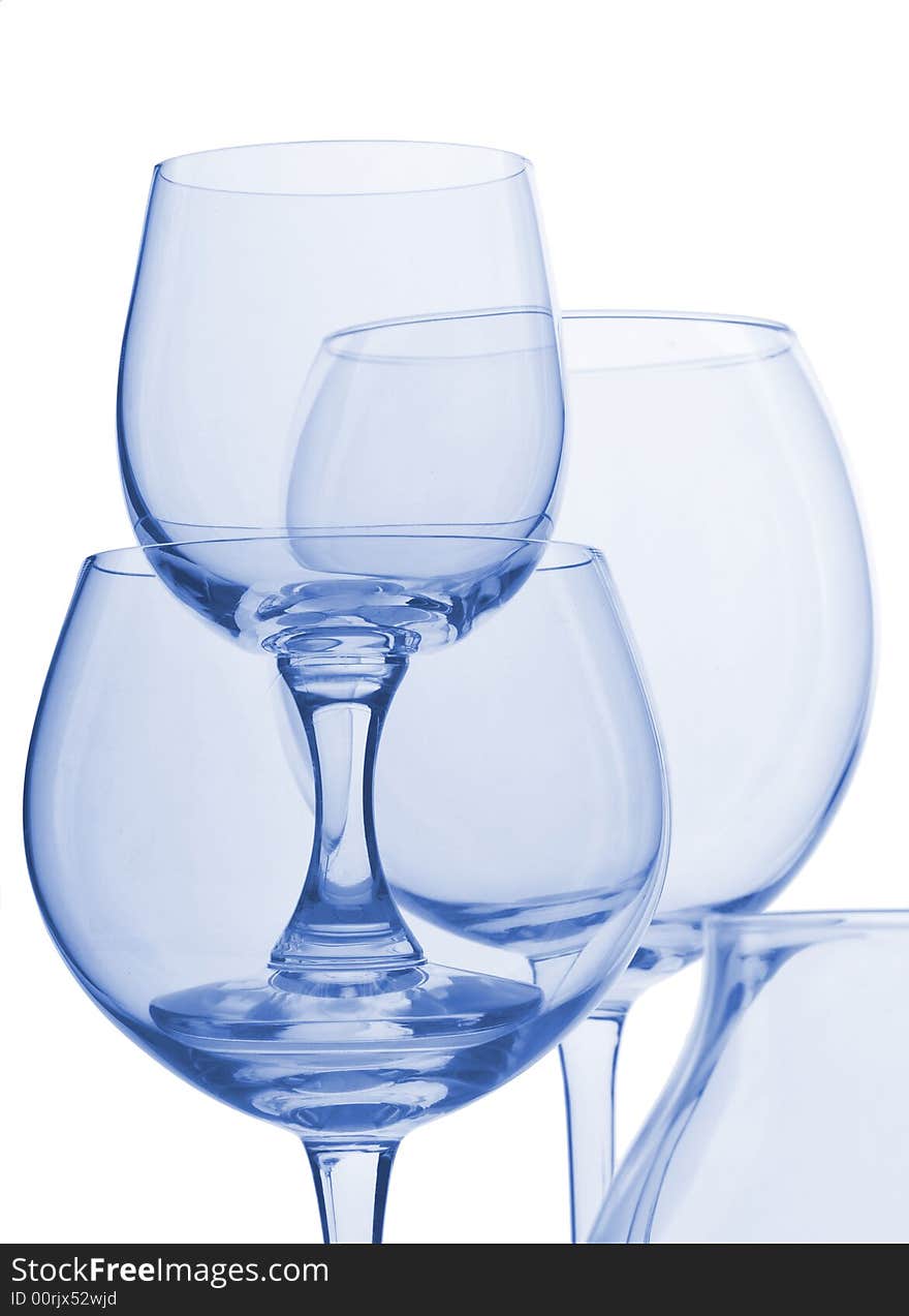 Composition of empty glasses, isolated white background. Composition of empty glasses, isolated white background