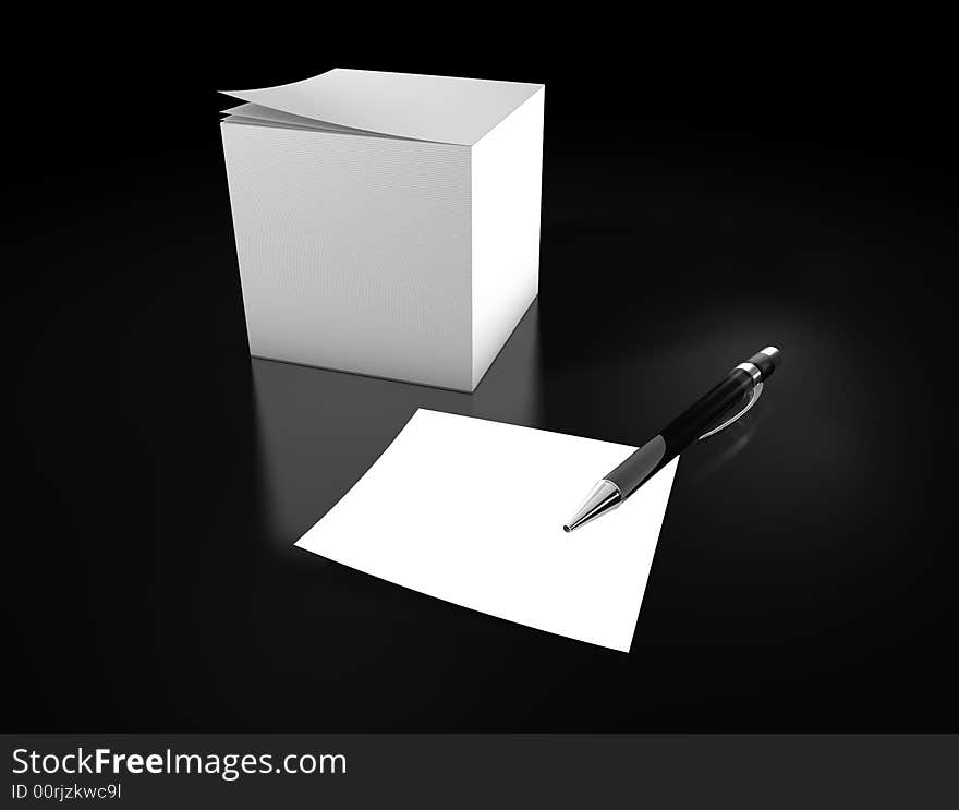 A blank notepad on black background