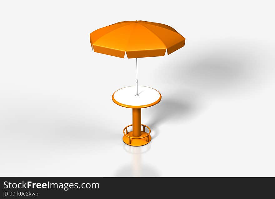 Orange umbrella on white background