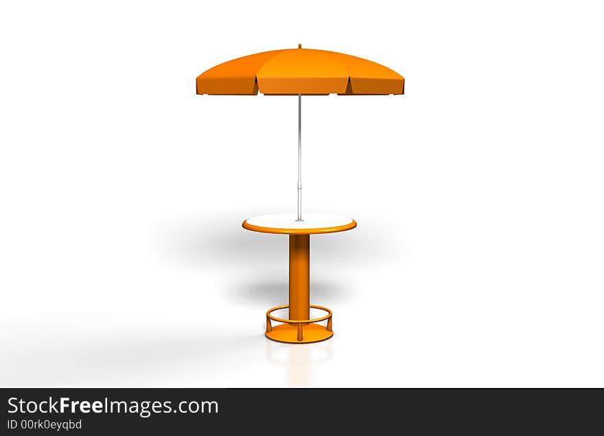 Orange umbrella on white background