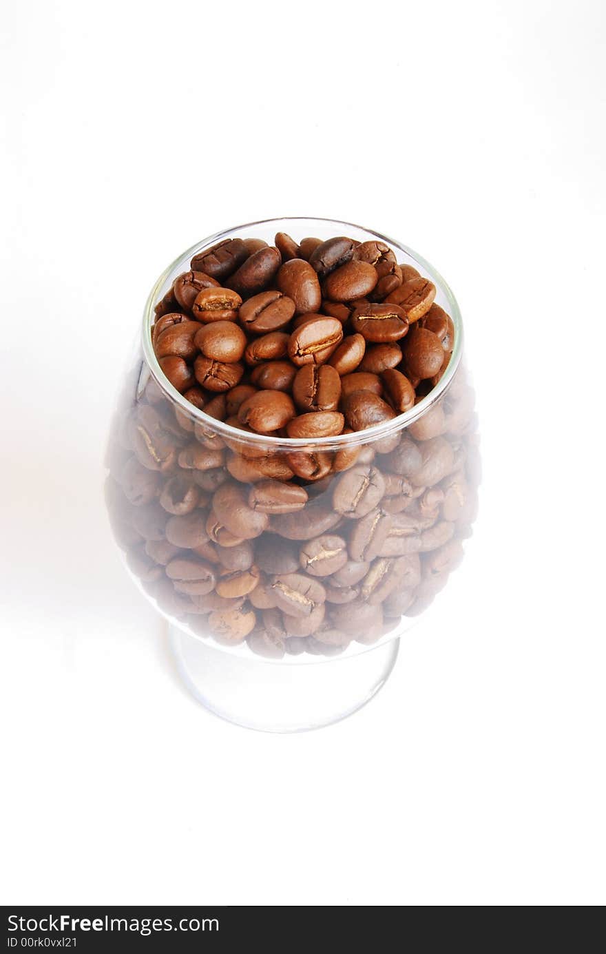 Coffee in glass on a white background