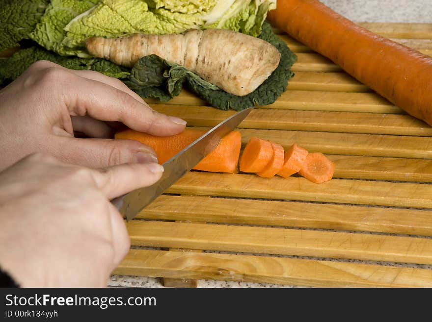 Cut carrot on the table