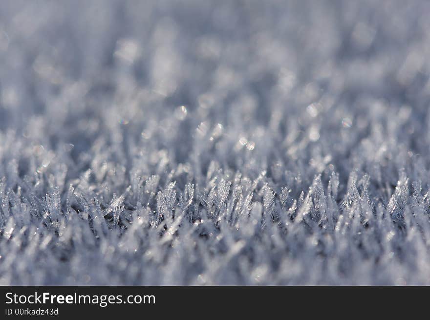 Macro Image of Morning Frost Crystals. Very Narrow depth of field.