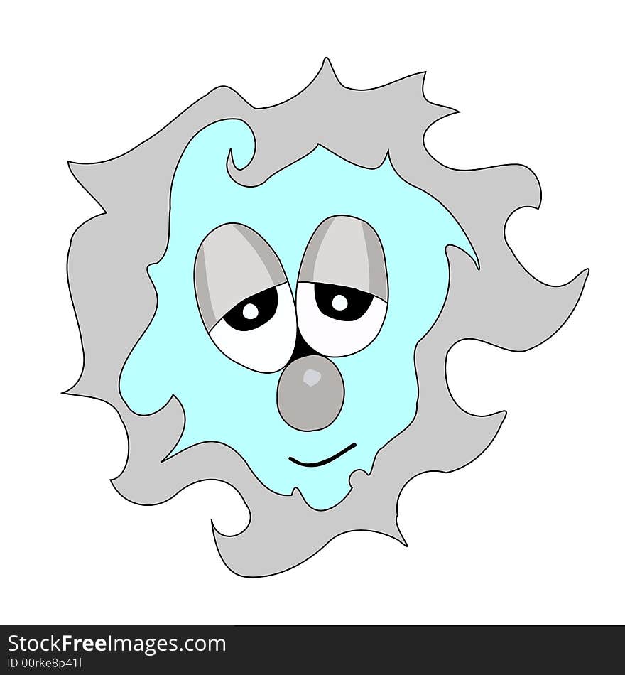 Vector illustration of a sad face with big eyes