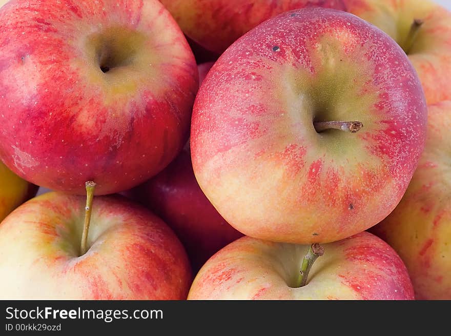 Close-up on fresh red apples. Macro.