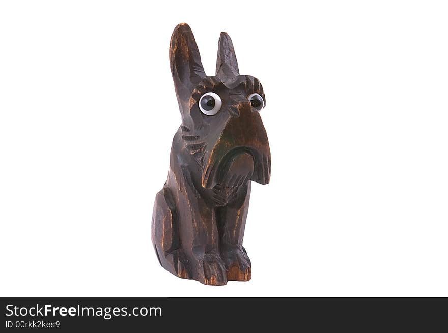 Wooden old toy dog.