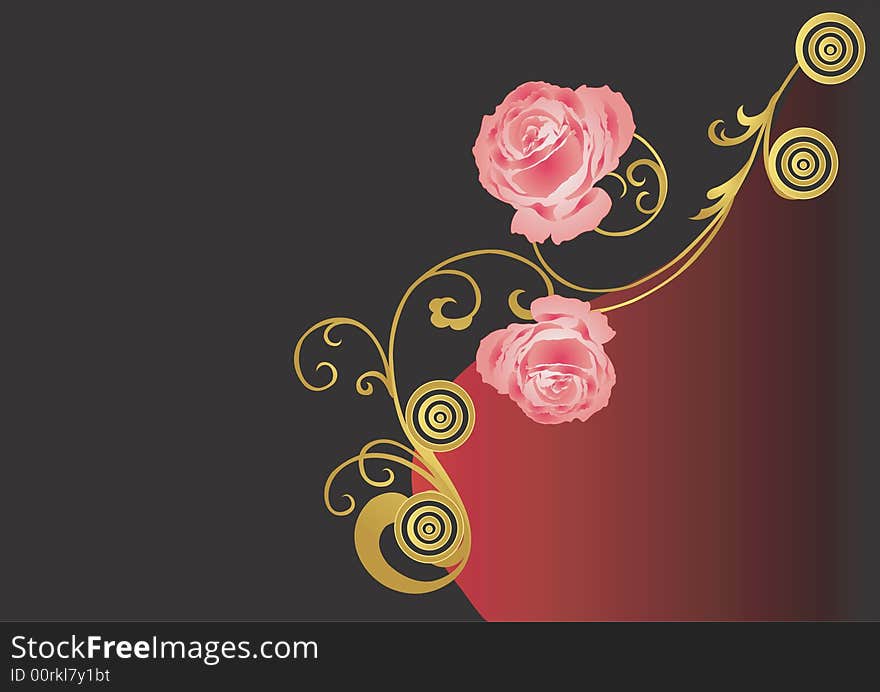 Illustration of a decorative background with roses. Illustration of a decorative background with roses