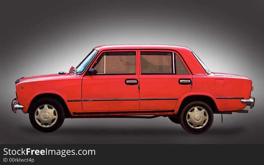 Car-red Uaz isolated on a white background