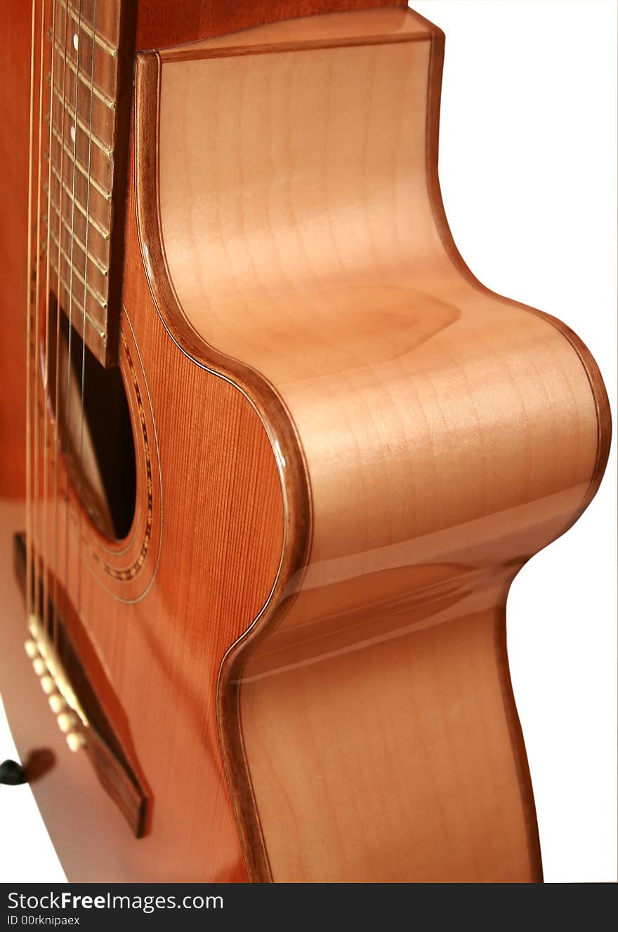 Very beautiful acoustic guitar. A fragment. Very beautiful acoustic guitar. A fragment