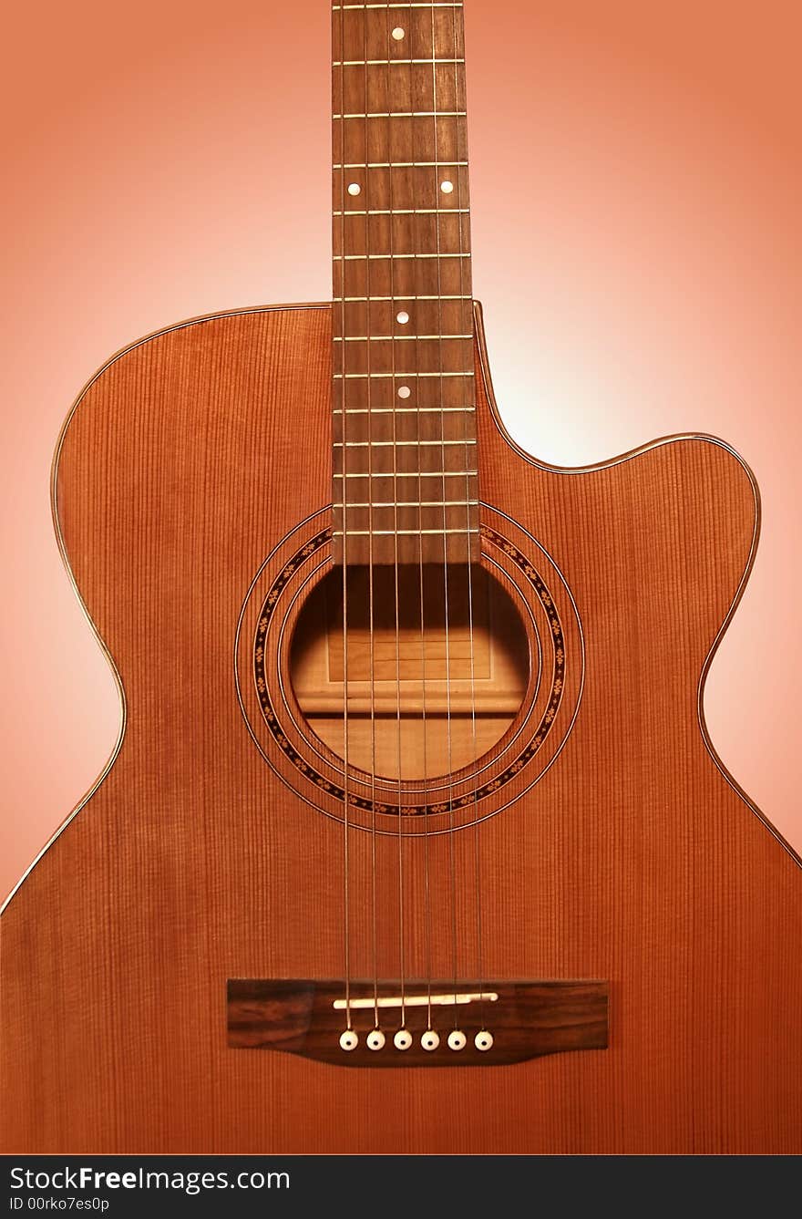 Very beautiful acoustic guitar. A fragment. Very beautiful acoustic guitar. A fragment