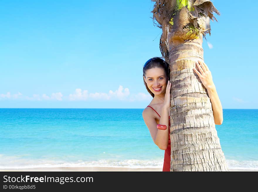 Portrait of a young red-hair  female in summer environment. Portrait of a young red-hair  female in summer environment