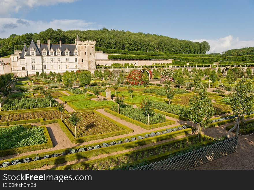 Chateau and garden Villandry, Loire Valley, France.