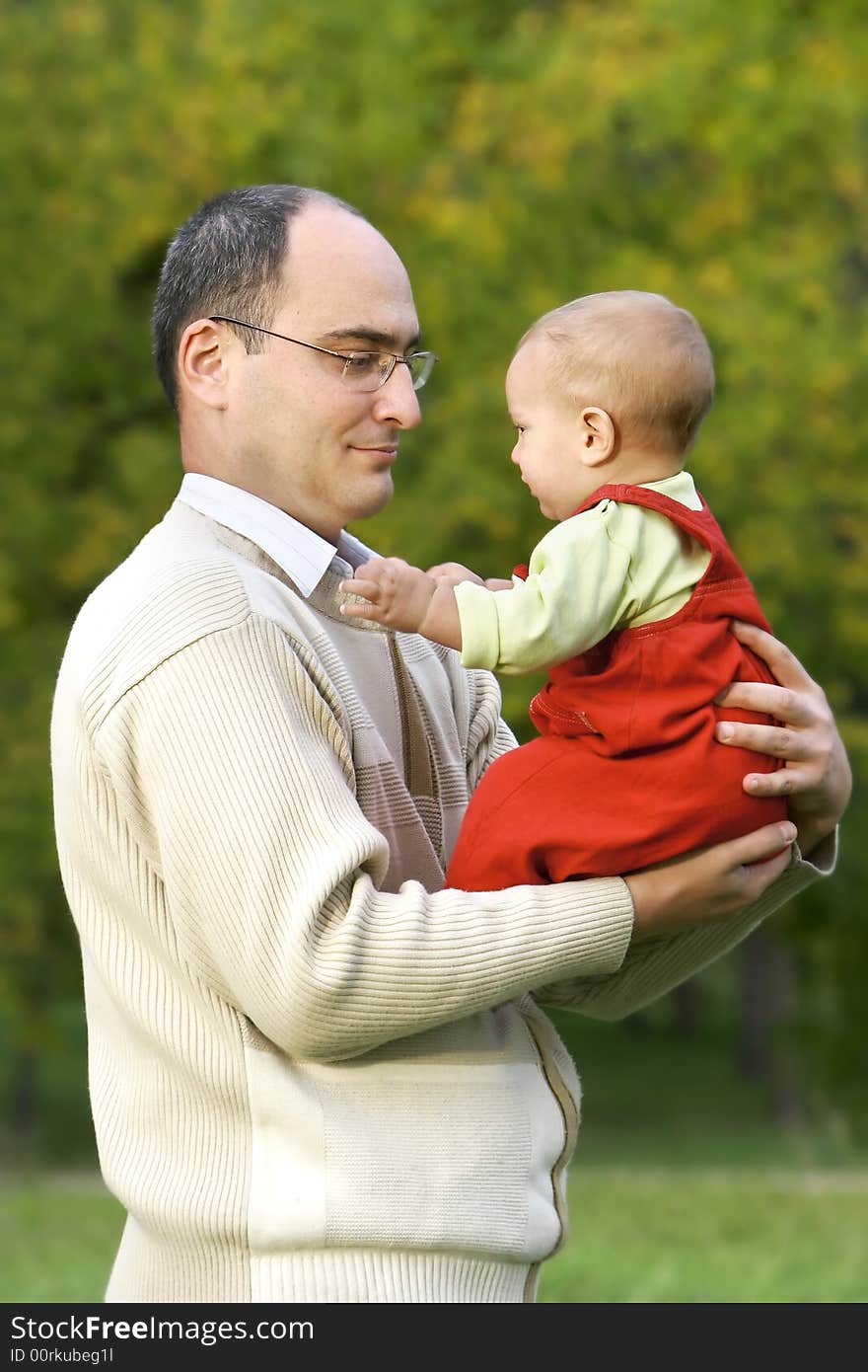 Father and son outdoor portrait