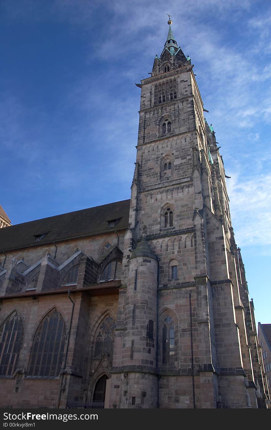 Low angle shot of St Lawrence?s Church, Nuremberg, Germany. Low angle shot of St Lawrence?s Church, Nuremberg, Germany