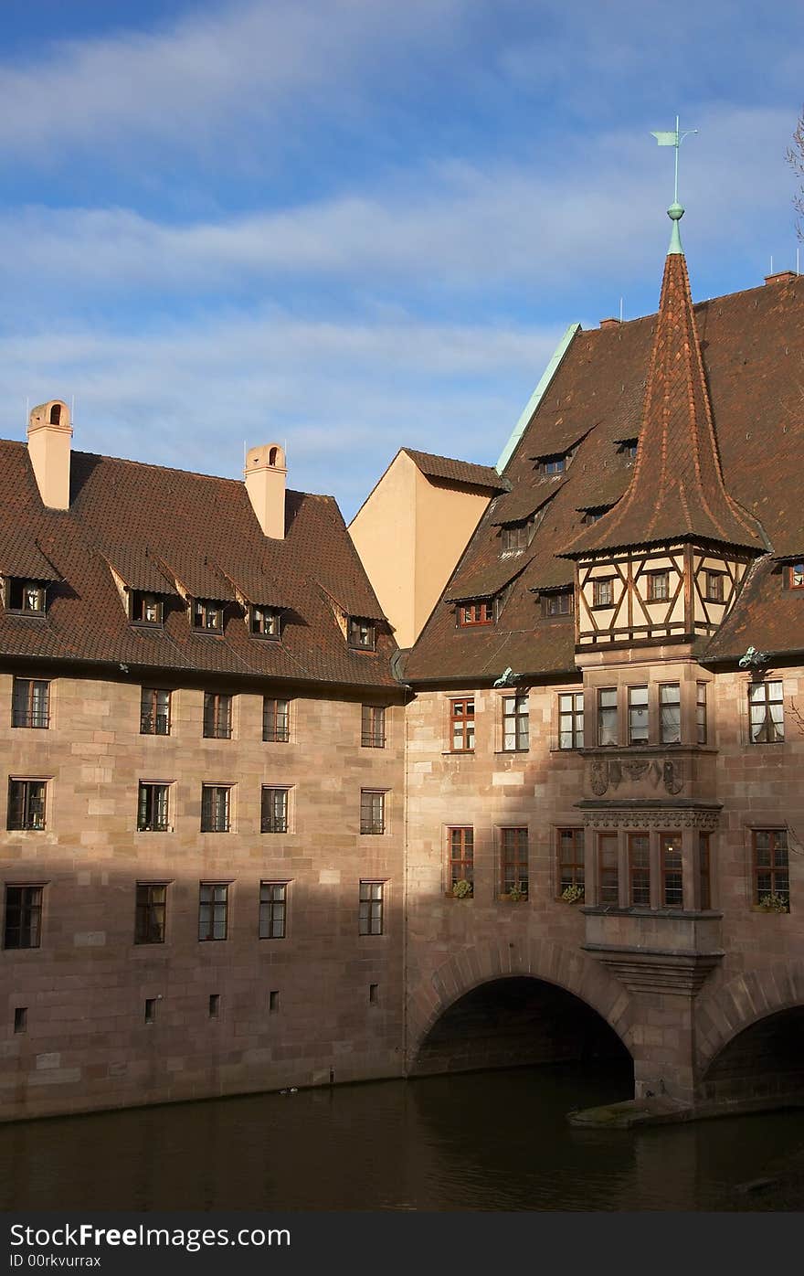 Hospital of the Holy Spirit accross the Pegnitz River. Hospital of the Holy Spirit accross the Pegnitz River