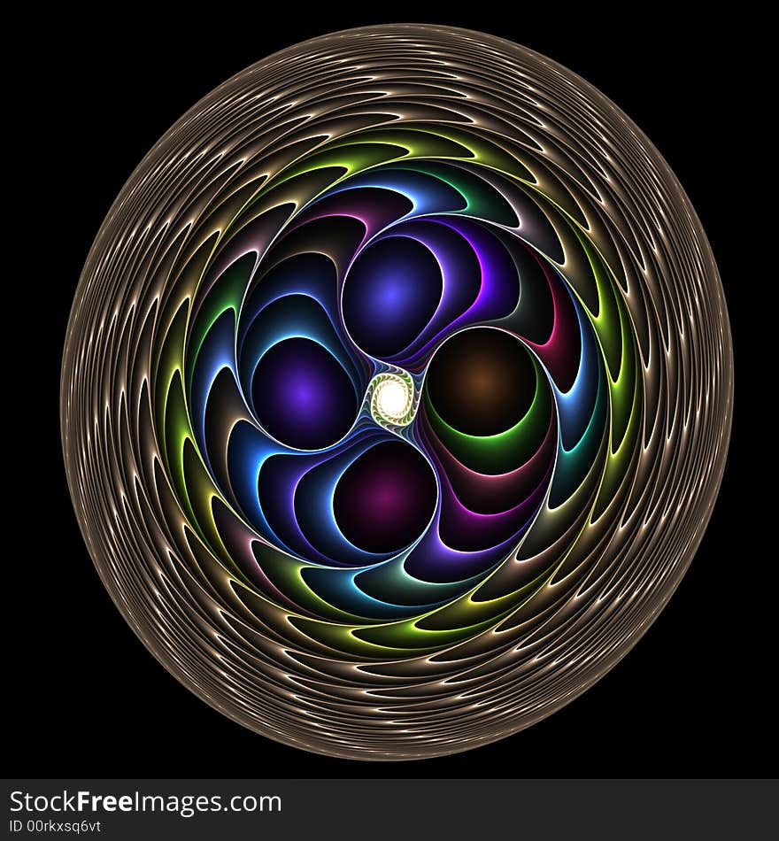 Abstract fractal image resembling a precious enamel button