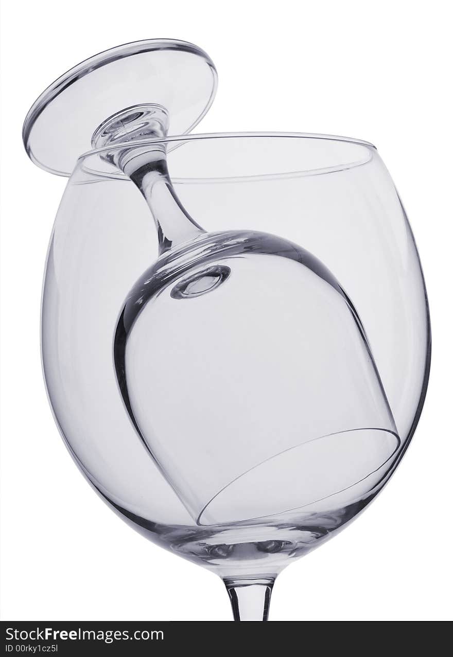 Two glasses, wine-glass and wet, isolated white background. Two glasses, wine-glass and wet, isolated white background