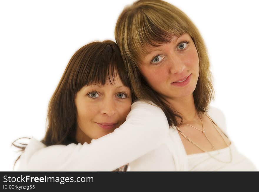 Portrait of two sisters with soft-focus effect. Portrait of two sisters with soft-focus effect