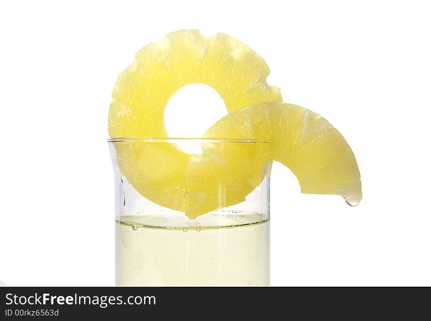 Pineapple juice in the glass on white background. Pineapple juice in the glass on white background