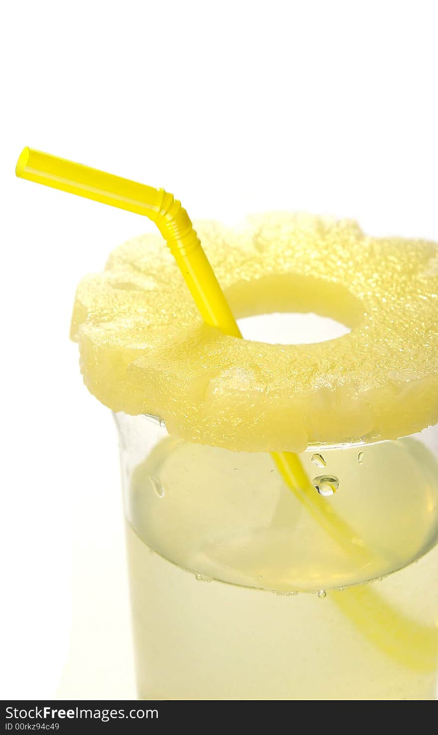 Pineapple juice in the glass on white background