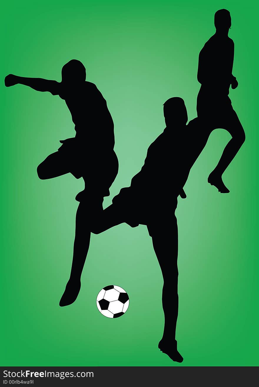 Football silhouette on green background