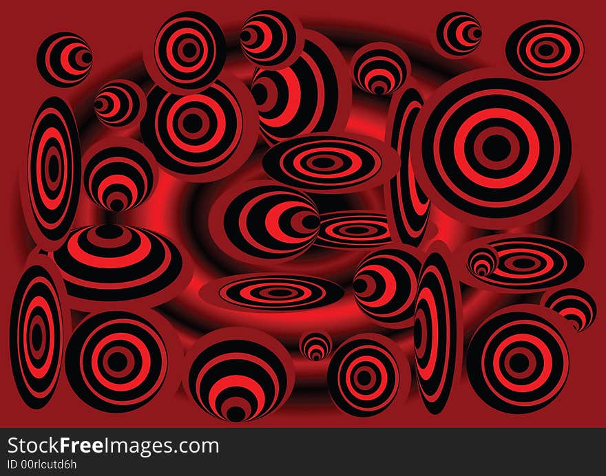 Black-red rings on red background