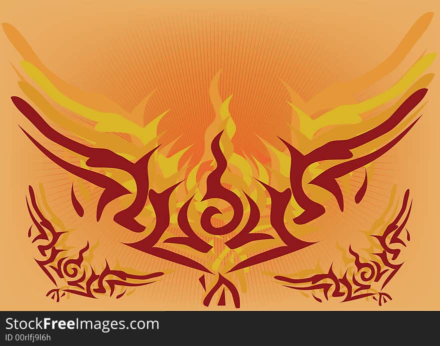 Abstract decoration on orange color background