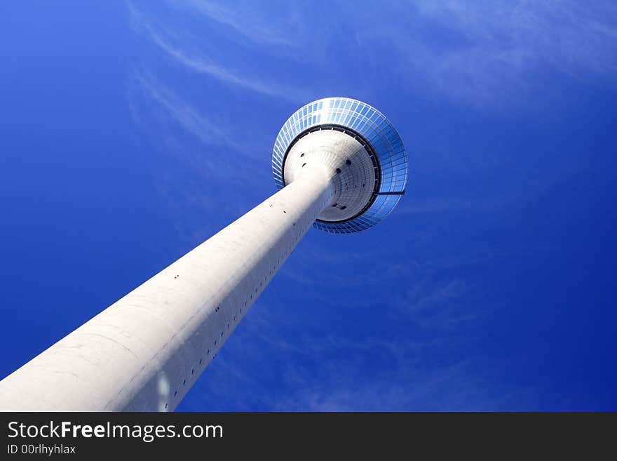 Blue tower and the blue sky in Düsseldorf, Germany