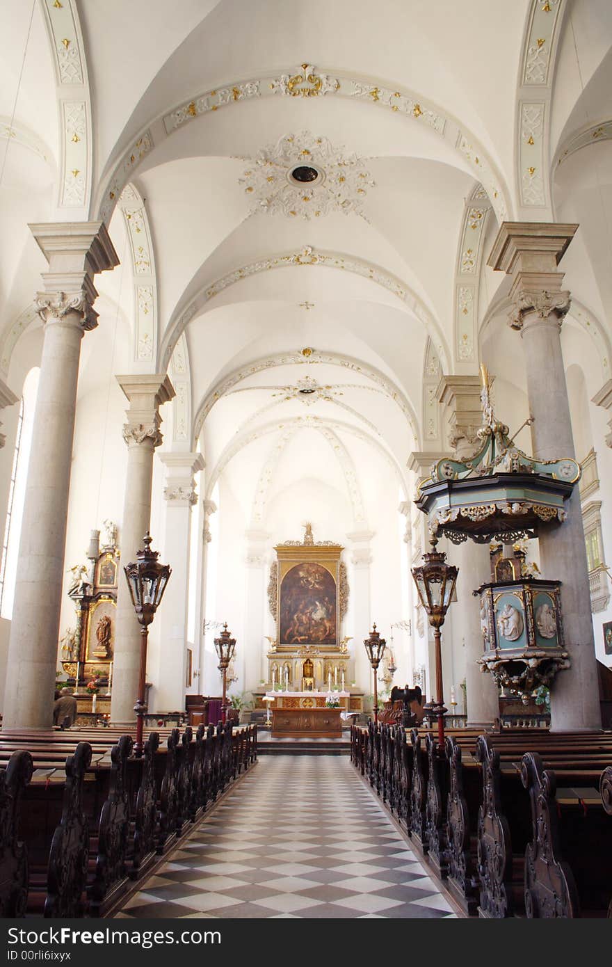 Church from inside in Düsseldorf, Germany