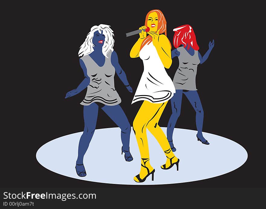 Illustration of Girls dancing and singing. Illustration of Girls dancing and singing