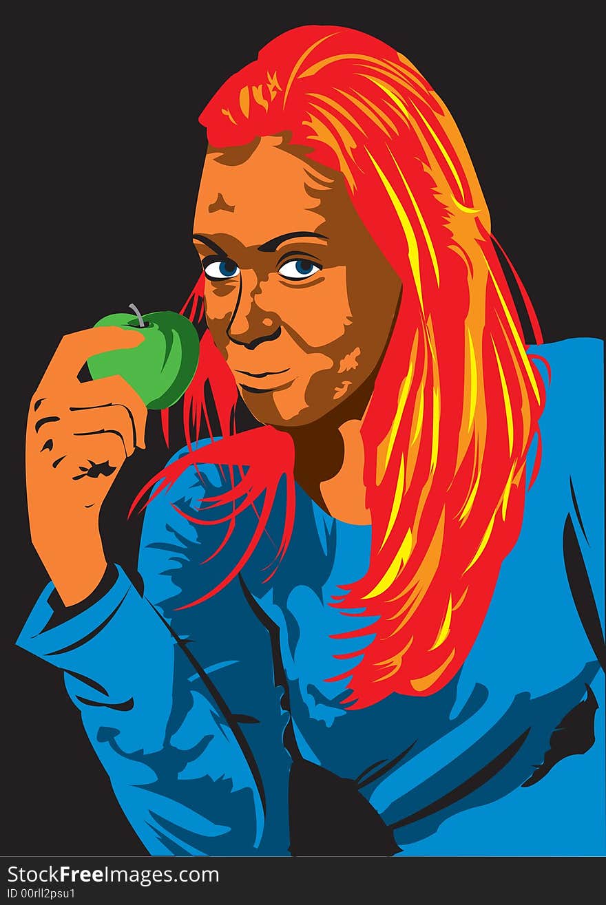 Girl and apple