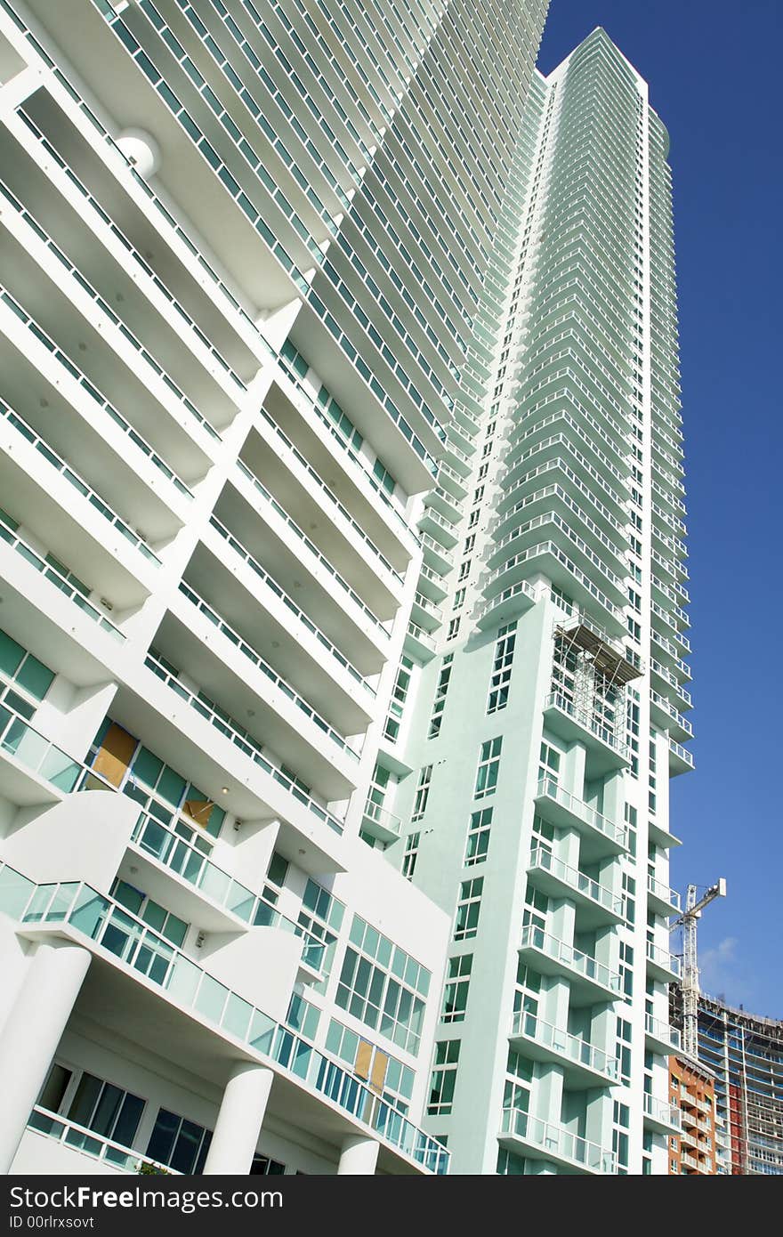 Futuristic abstract building on blue sky. Futuristic abstract building on blue sky