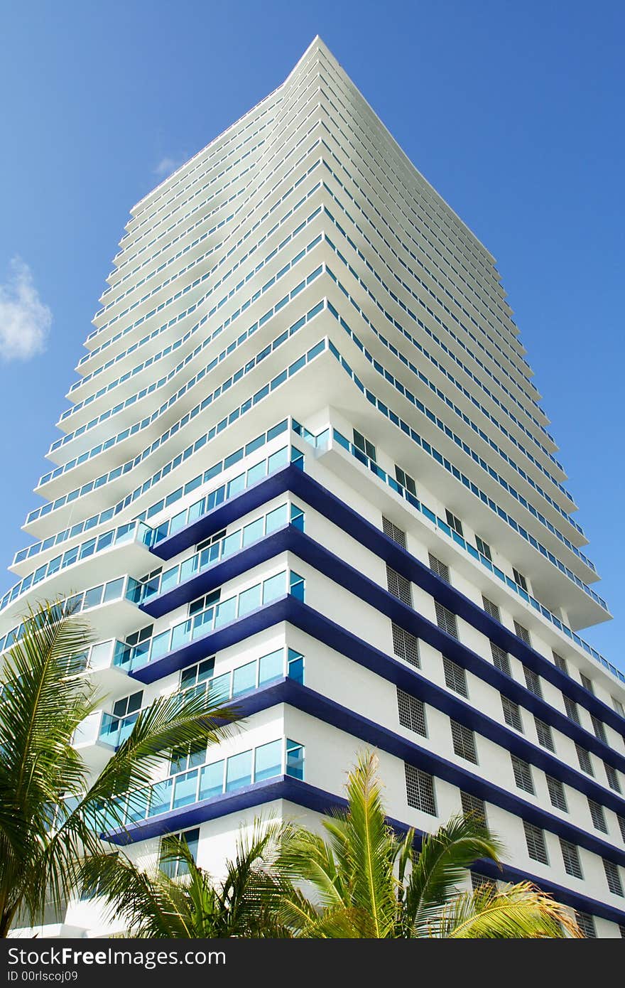 Futuristic abstract building on blue sky. Futuristic abstract building on blue sky