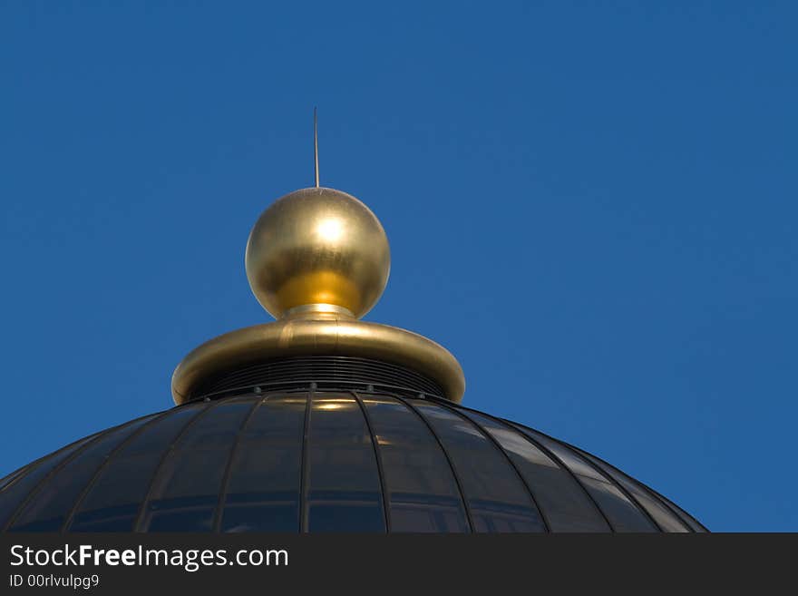 Detail of gilded ball on top of dome. Detail of gilded ball on top of dome