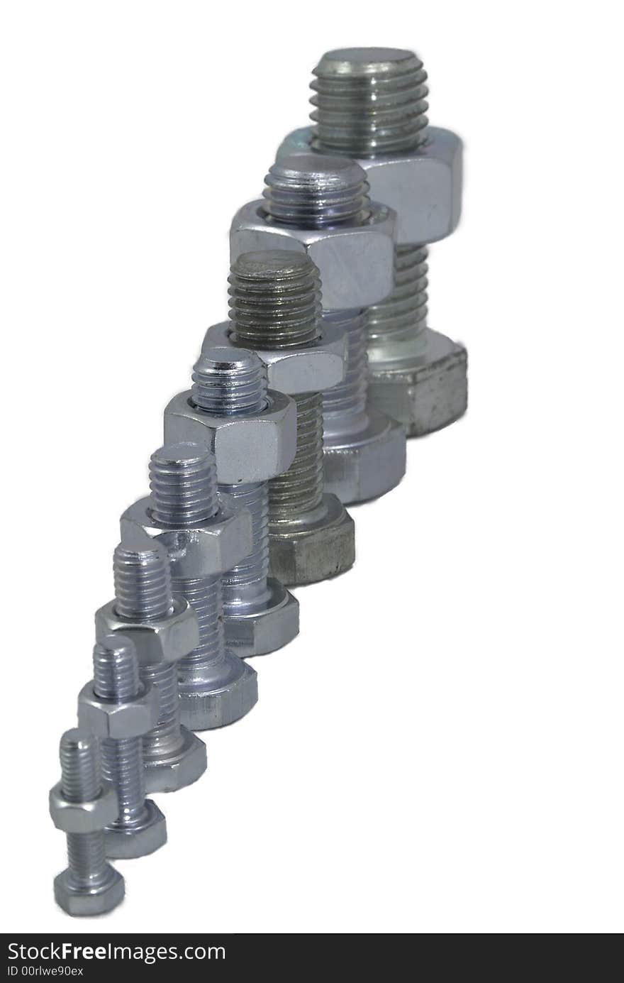 Bolts and nuts zinc plated different sizes. Bolts and nuts zinc plated different sizes