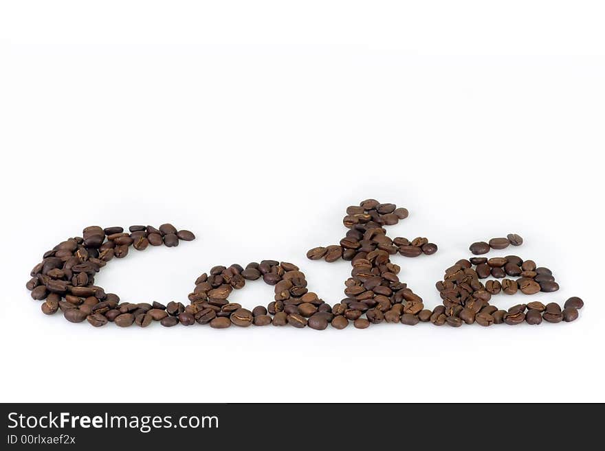 Coffee beans on the bright background