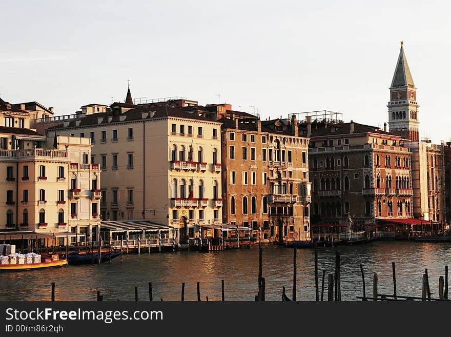 Venice, Italy - Typical Old Building Water Front Facade And Canal. Venice, Italy - Typical Old Building Water Front Facade And Canal