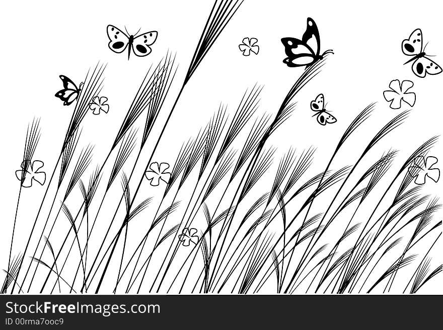 Vector nature and butterfly illustration. Vector nature and butterfly illustration