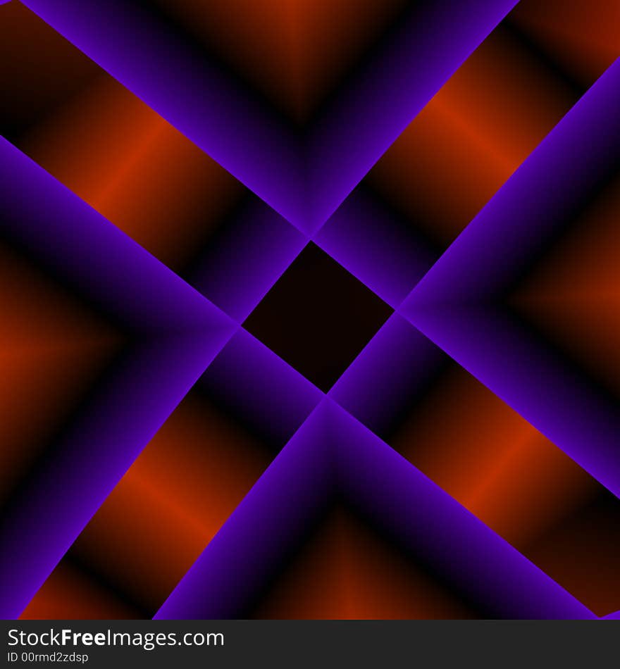 An x shaped fractal done in shades of purple and rust. An x shaped fractal done in shades of purple and rust.