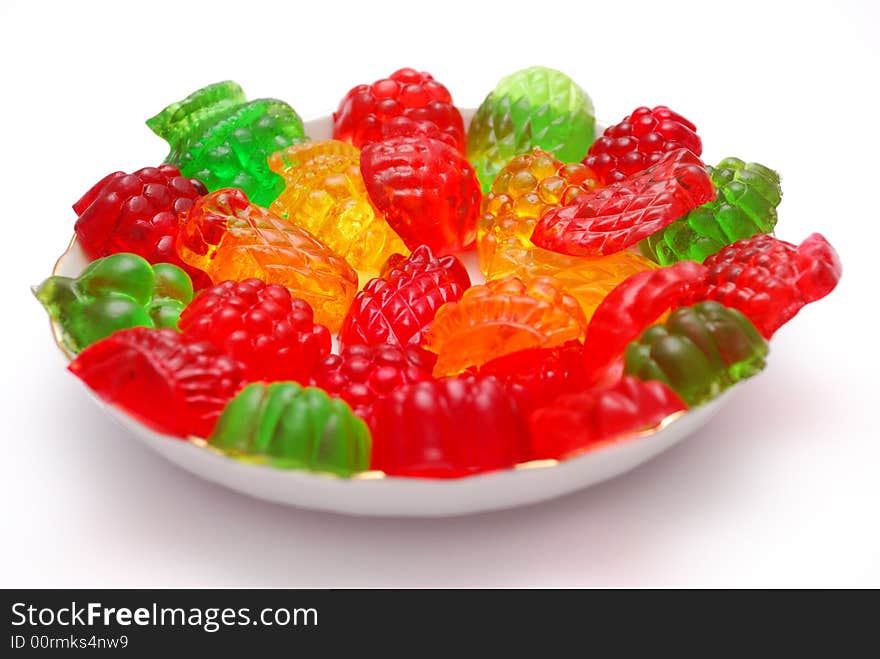 Colorful jelly candies on white background